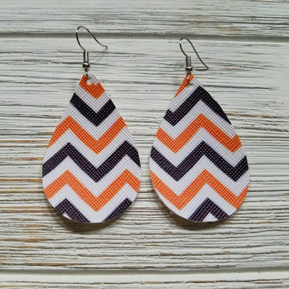 Chevron Halloween faux Leather Earrings